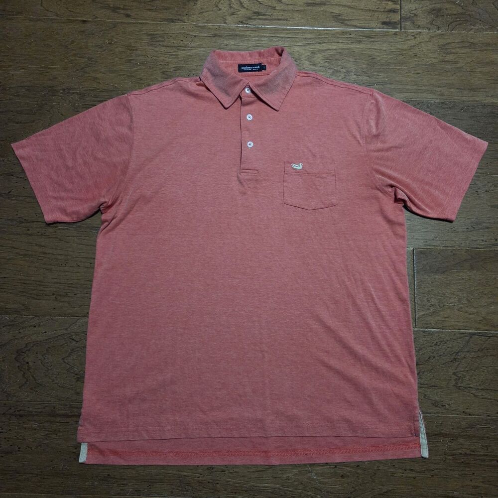 Southern Marsh Polo Shirt Mens Red Pink Large  Golf Performance Tech Preppy